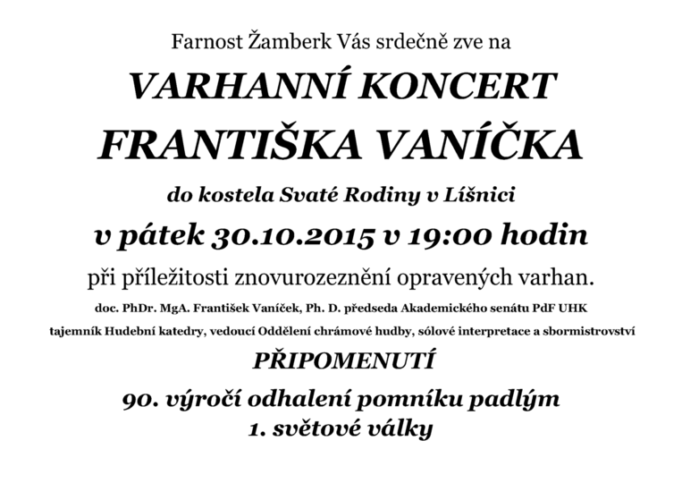 Varhanní koncert 30.10.2015