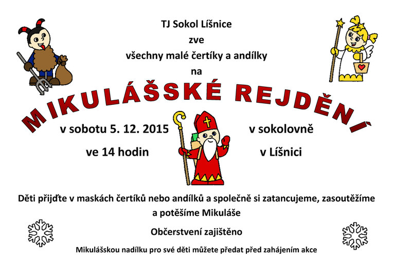 Mikulášské rejdění v Sokolovně v Líšnici 5.12.2015 od 14 hodin