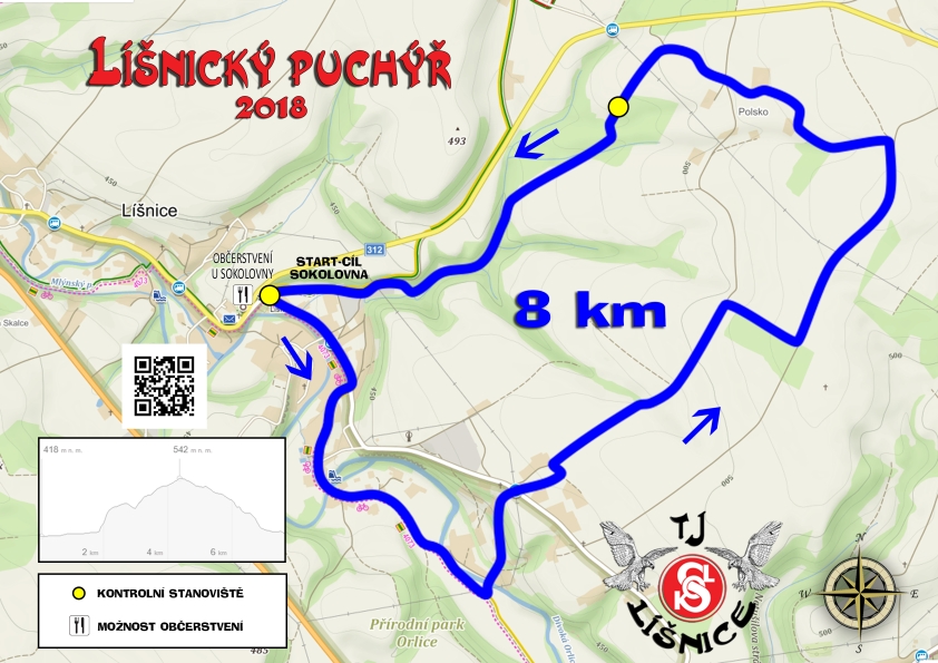 Trasa 8 km Líšnický Puchýř 2018